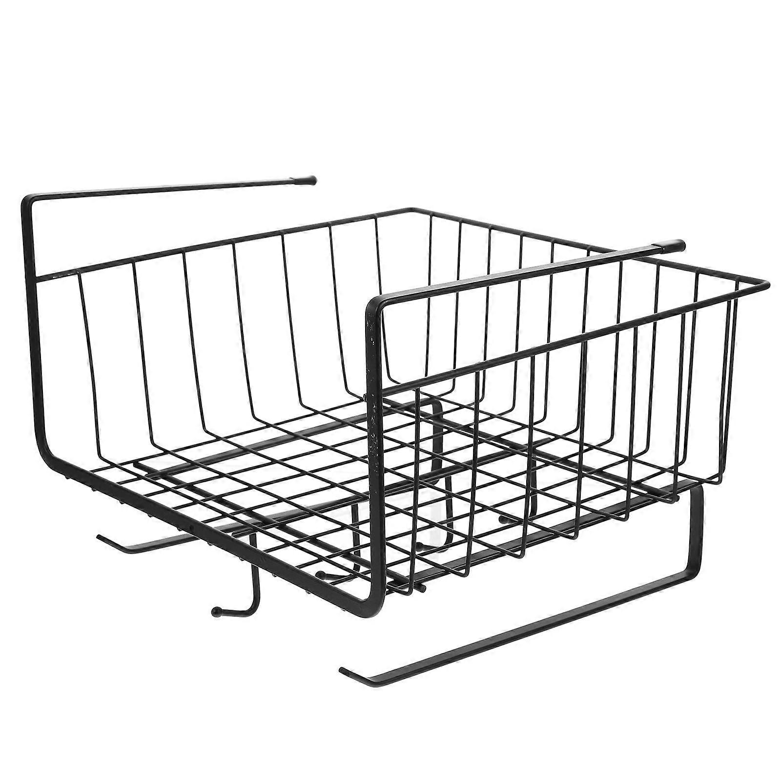 Kitchen Under Shelf Storage Basket Organizer Black 26.8X25.3CM Space Saving Easy Access 1Pack