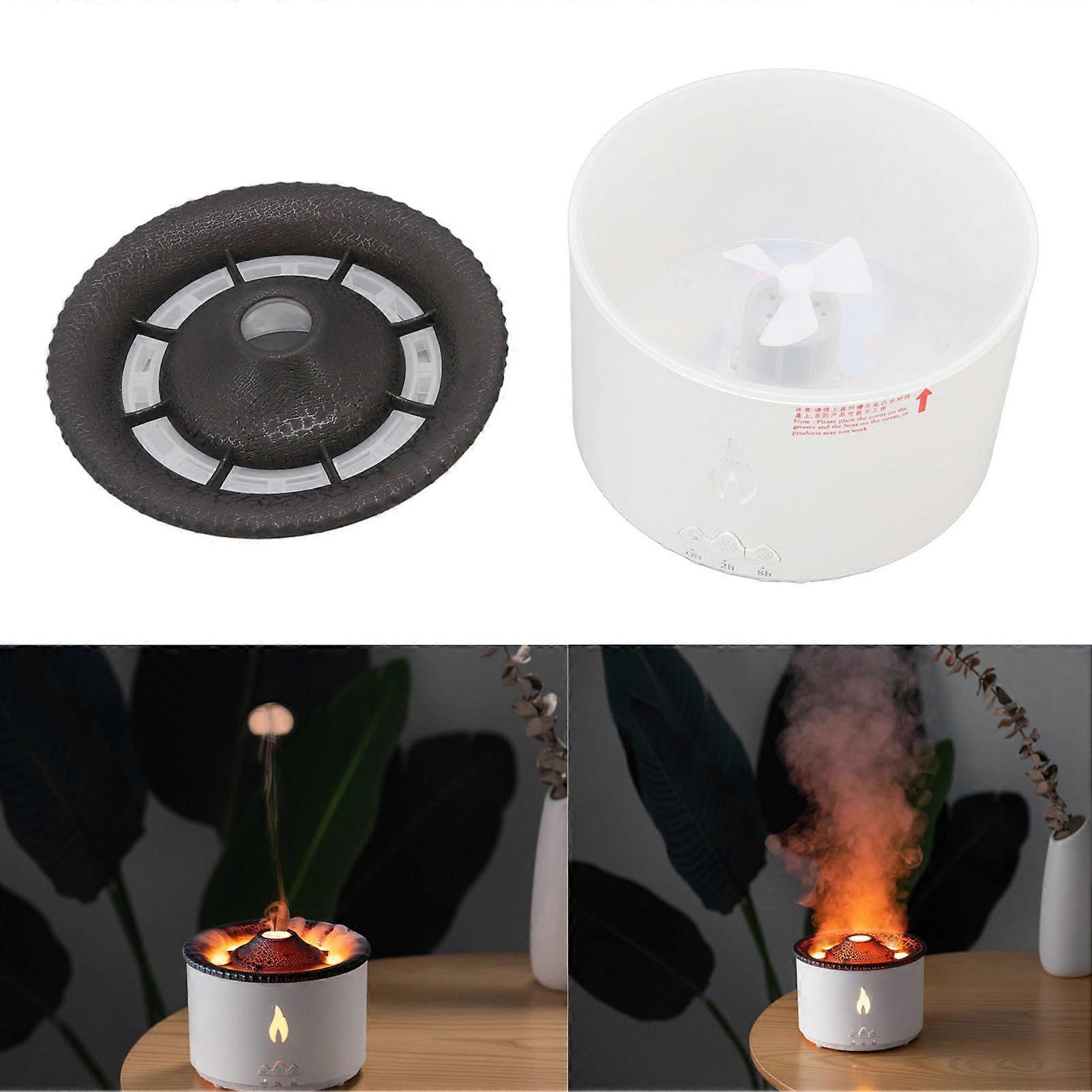 Flame Aromatherapy Diffuser Seajelly Atomizing Humidifier Home Humidifier with Flame Light Black Crack
