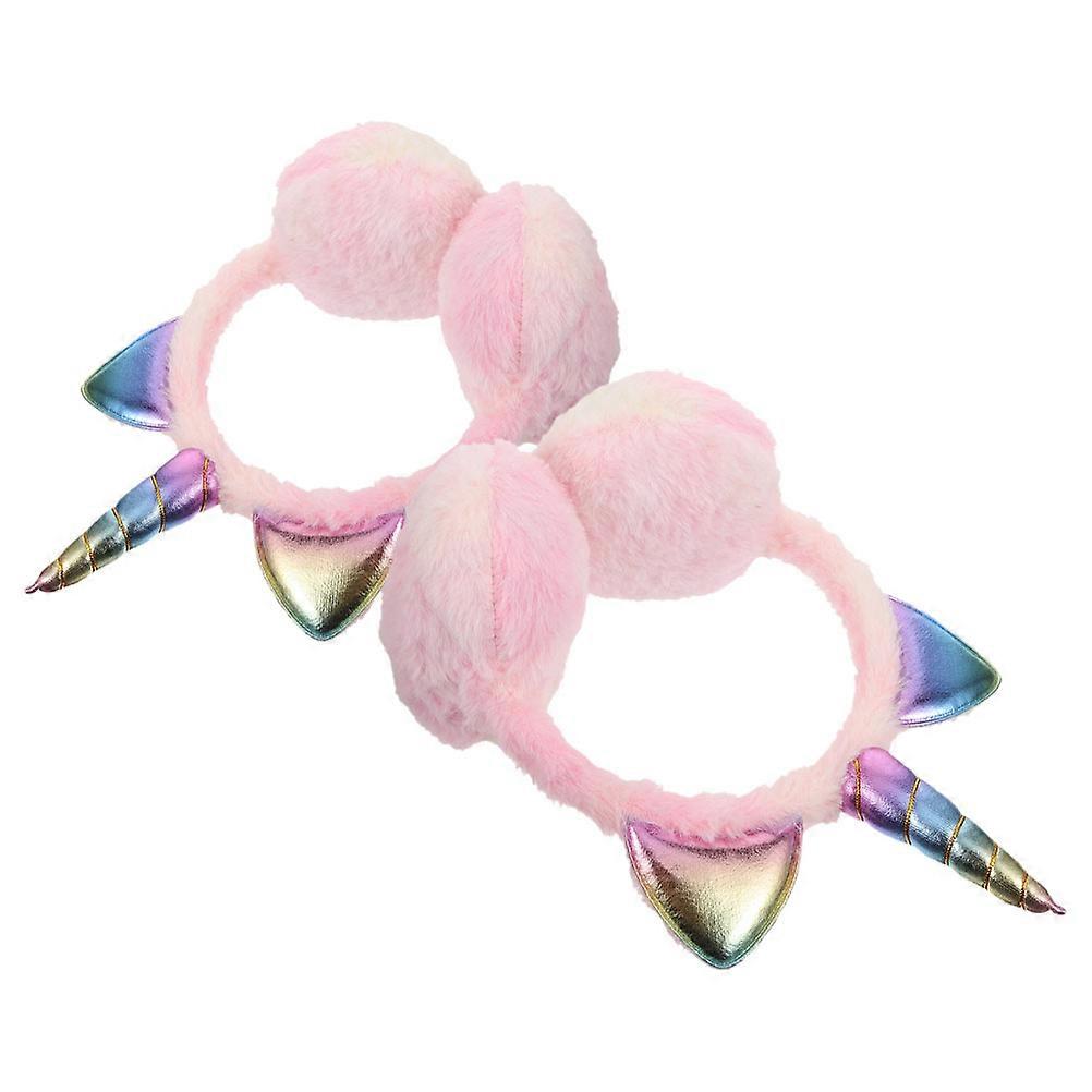 Adjustable Unicorn Earmuffs For Girls Soft Plush Warmth And Cold Protection Winter Ear Muffs Outdoor Sports 2Pack
