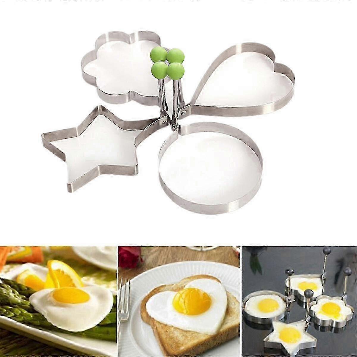 Set of 4 Non-Stick Pancake & Egg Mold Rings with Handle - Ideal for Perfectly Shaped Breakfasts & Creative Cooking