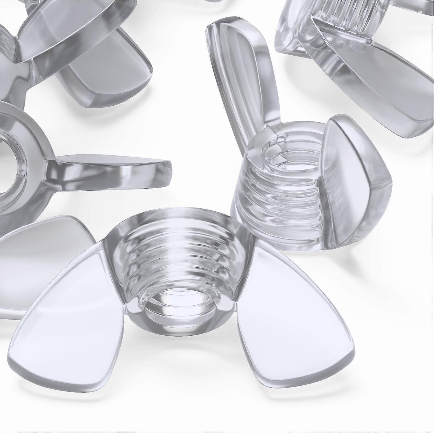 20x  Clear, Plastic, Acrylic M6 Butterfly, Wing Nuts