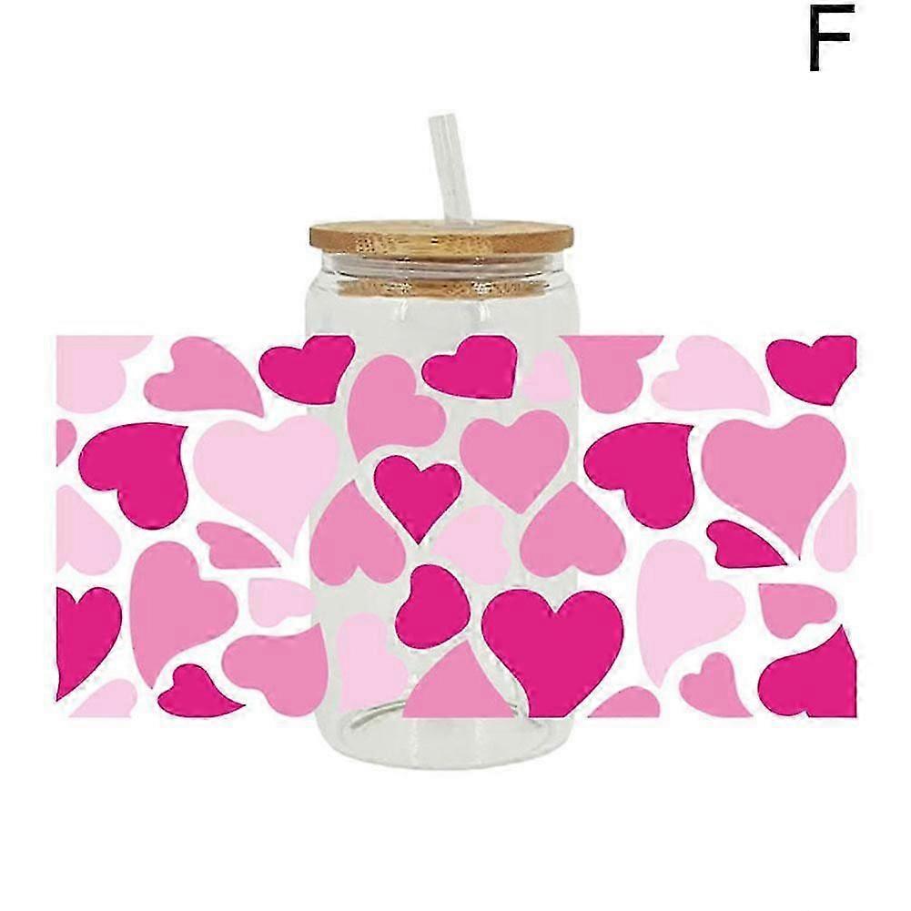 Waterproof Valentine's Day Heart Pattern UV DTF 16oz Removable Sticker