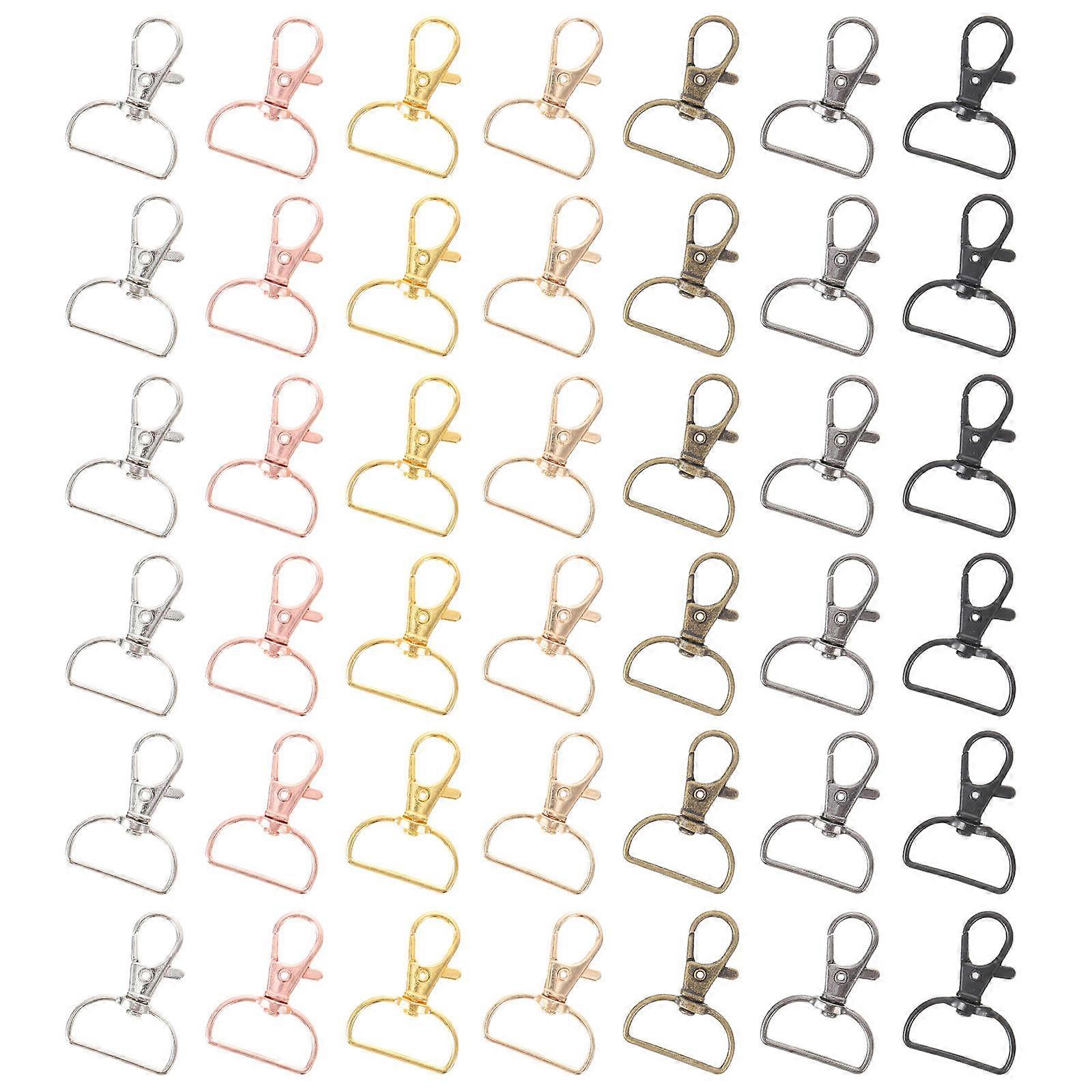 70pcs D Rings Lobster Clasps Alloy Swivel Clasps Metal Hook Clasp for Keychains