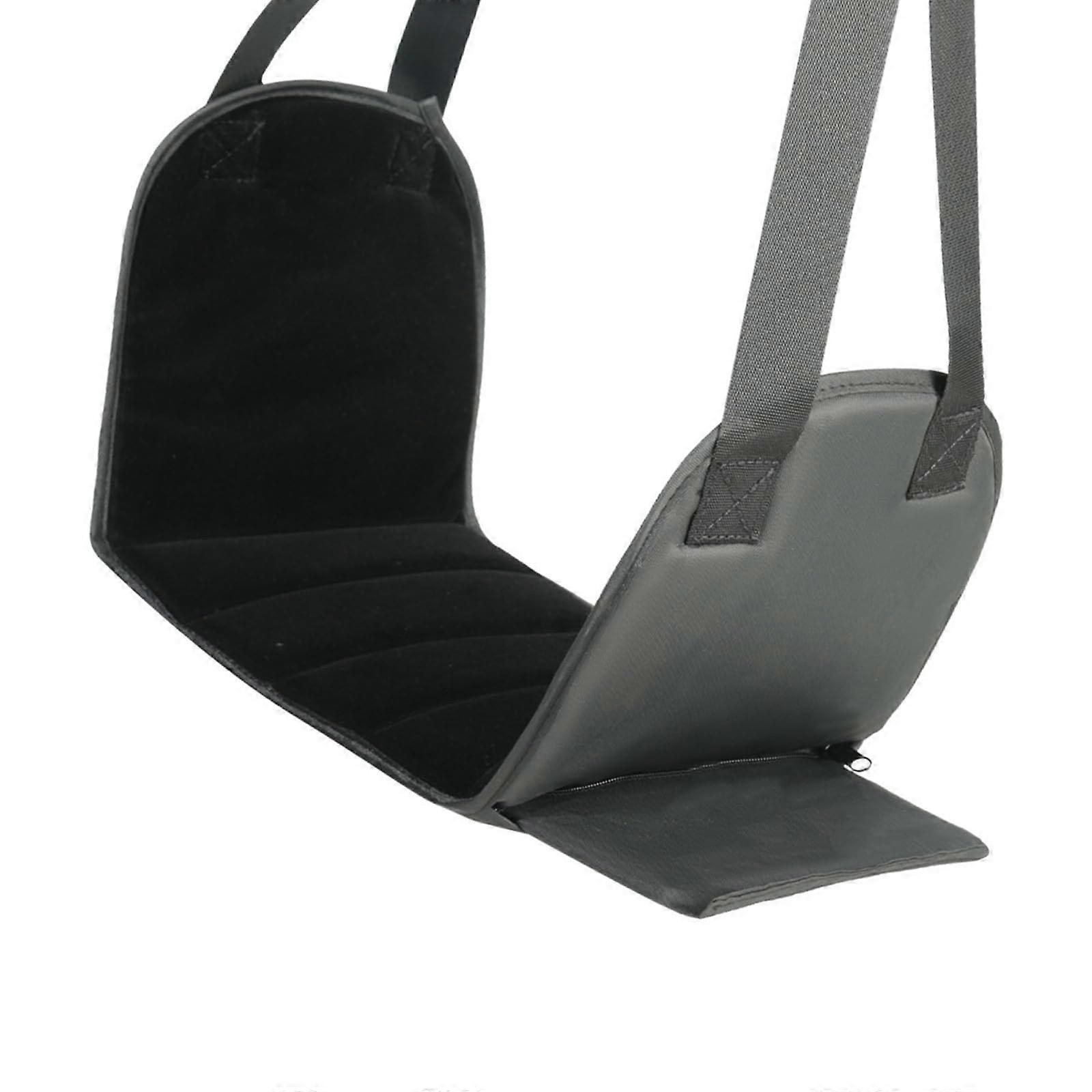 Footrest Hammock Removable Cushion AntiTip Design Breathable Fabric Adjustable Strap for Airplane Car Home Adjustable Airline Footrest Black
