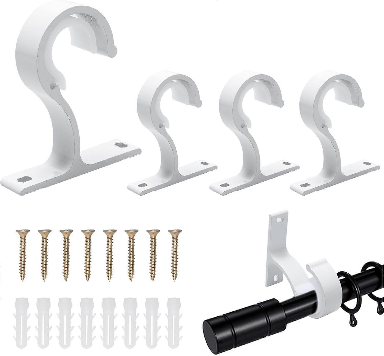 4pcs Curtain Rod Brackets, Ceiling Curtain Rod Holder, Drapery Hooks