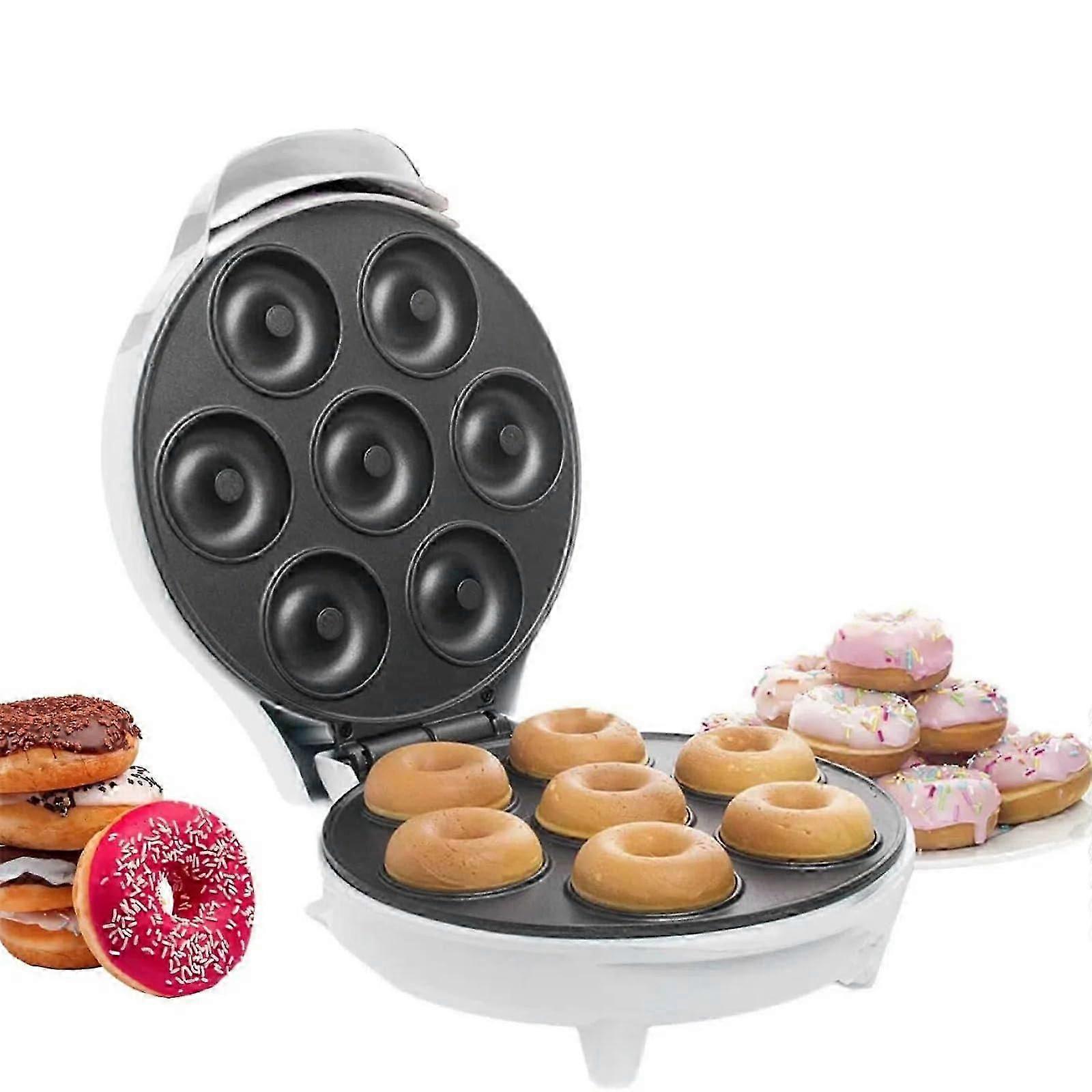 Mini Donut Maker Machine for Kid-Electric Non-Stick Makes Surface 7 Mini Doughnuts-Friendly Breakfast, Snacks, Desserts-White