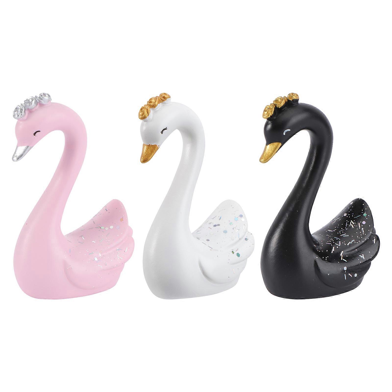 Swan Figurine Decor Resin Craft Elegant Design For Wedding Diy Projects 3Pcs