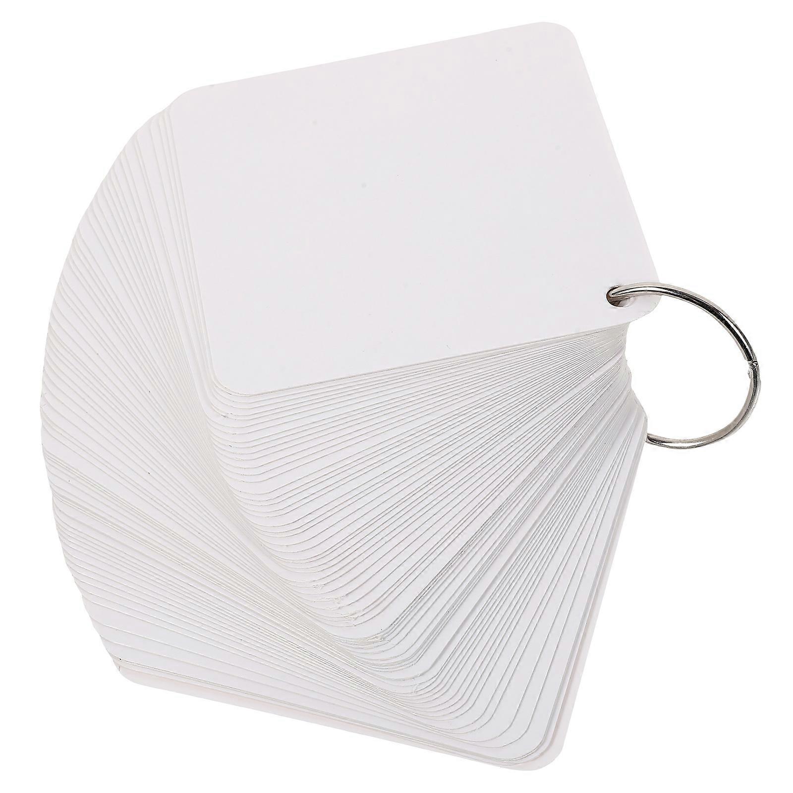 1 Set Blank Memo Cards with Rings for DIY Notecards – Ideal for Vocabulary, Daily Planning & Scrapbooking – Includes Metal Binder Rings
