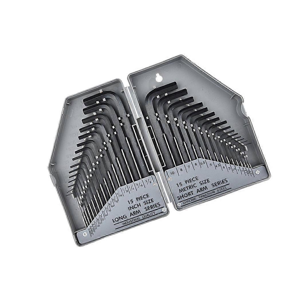 Hexagon Wrench Key Set 30 Pcs L Shape Design Hand Tool For Machine Repair With Grey Color Practical Storage