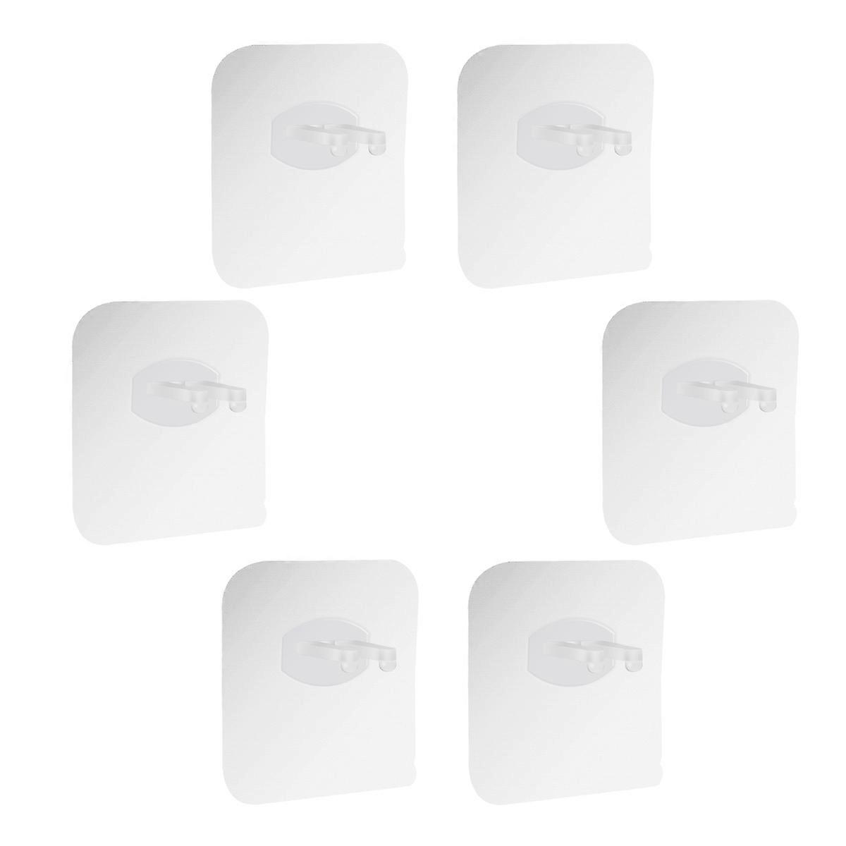 Transparent Plastic Toothbrush Hook for Bathroom Easy to Install Multifunctional Hooks 6pcs