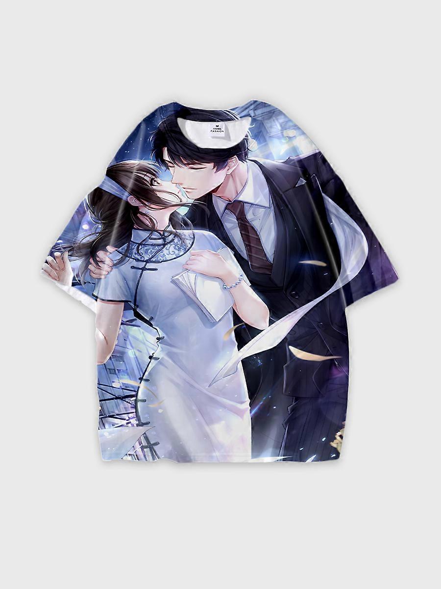 T-shirt round neck Role Pattern loose short sleeve E2527