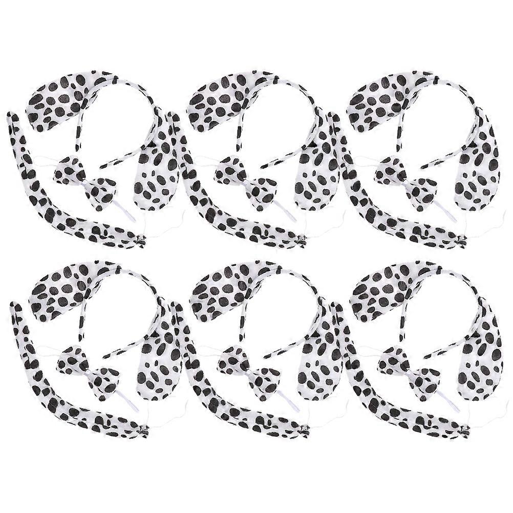 蝶ネクタイテール付きダルメシアン犬の耳ヘッドバンドハロウィーン、コスプレ、誕生日パーティー、ステージパフォーマンス用の愛らしい動物のコスチュームアクセサリー