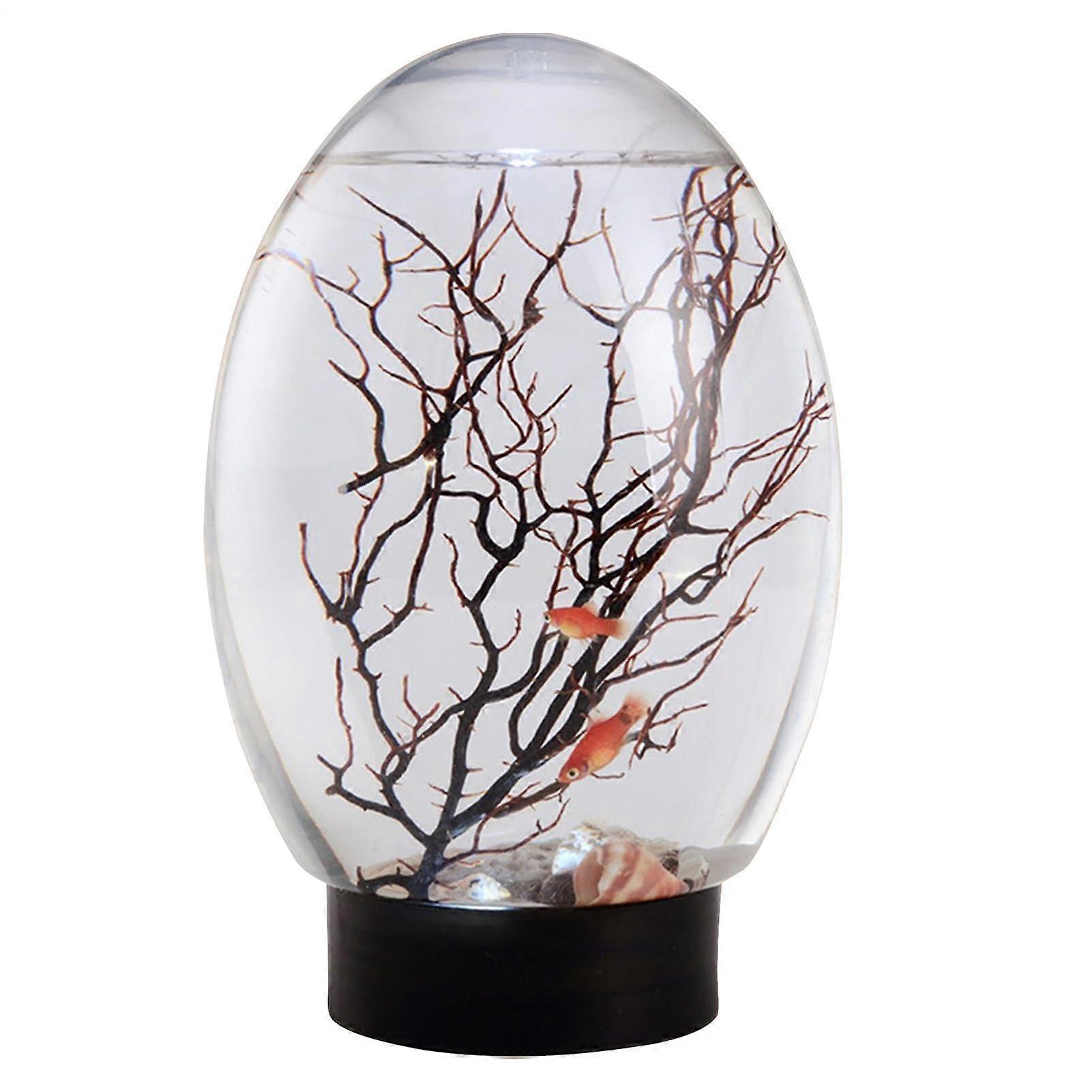 Desktop Fish Serbell, Small LED Light, Compact Lightweight Design Funny Aquaponic Flower Pot