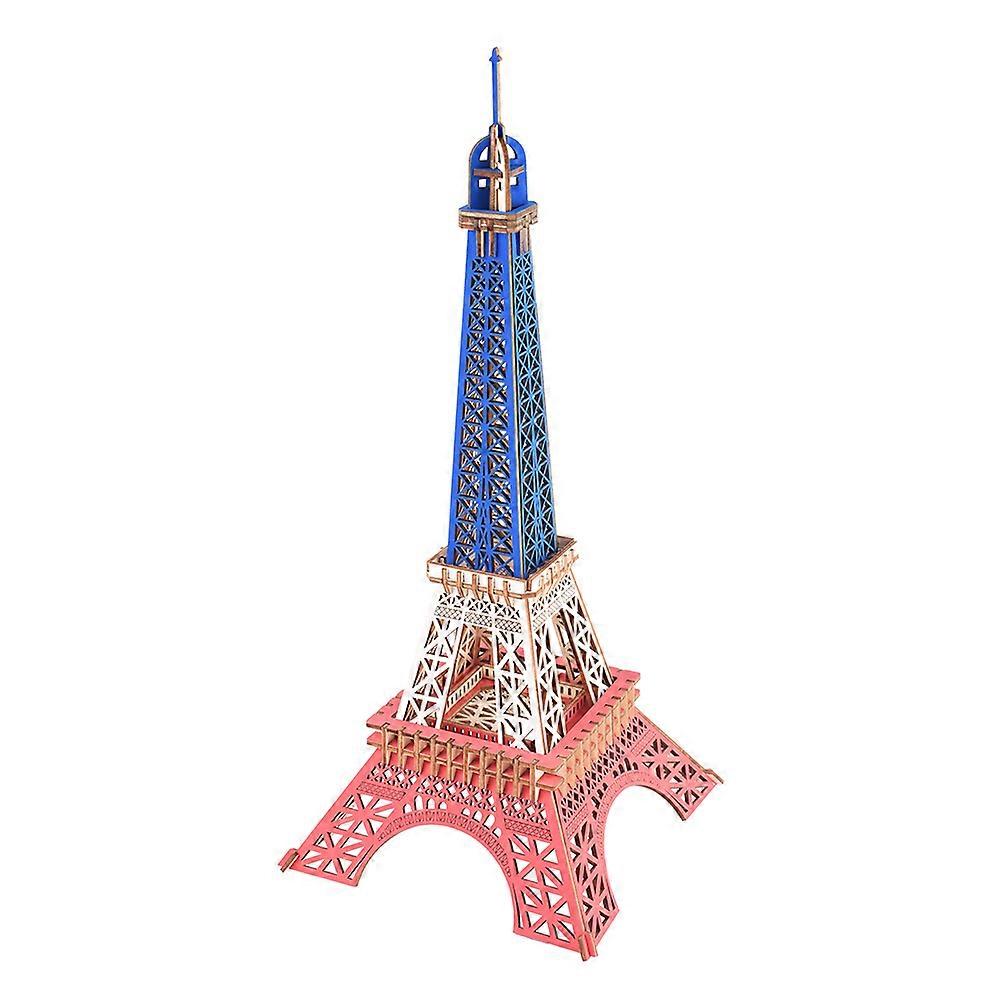 Tricolor Eiffel Tower Puzzle Toy 1 Set Wooden 3D Puzzle Board Educational Toy