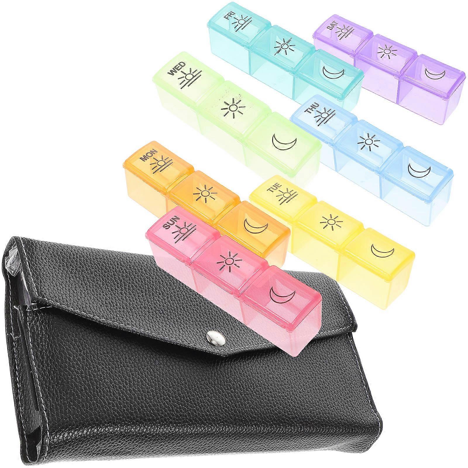 Portable Weekly Medicine Storage Case with 21 Grids for Daily Travel Use Assorted Color