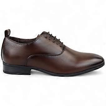 Men’s Brown Derby Lace-Up Shoes Real Leather Lining Wedding Office shoes