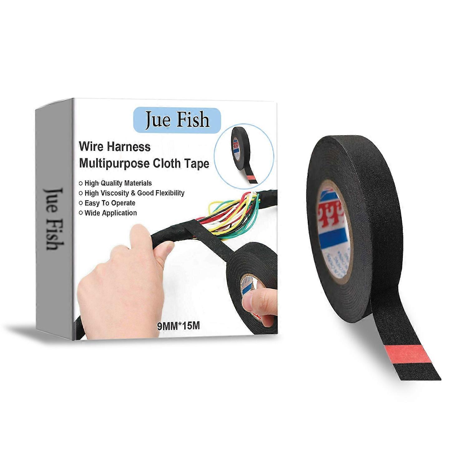 JUE-FISH JUC09-A012-1-WH1 15m High Temperature Resistant Wire Harness Cloth Tape for Electrical Appl