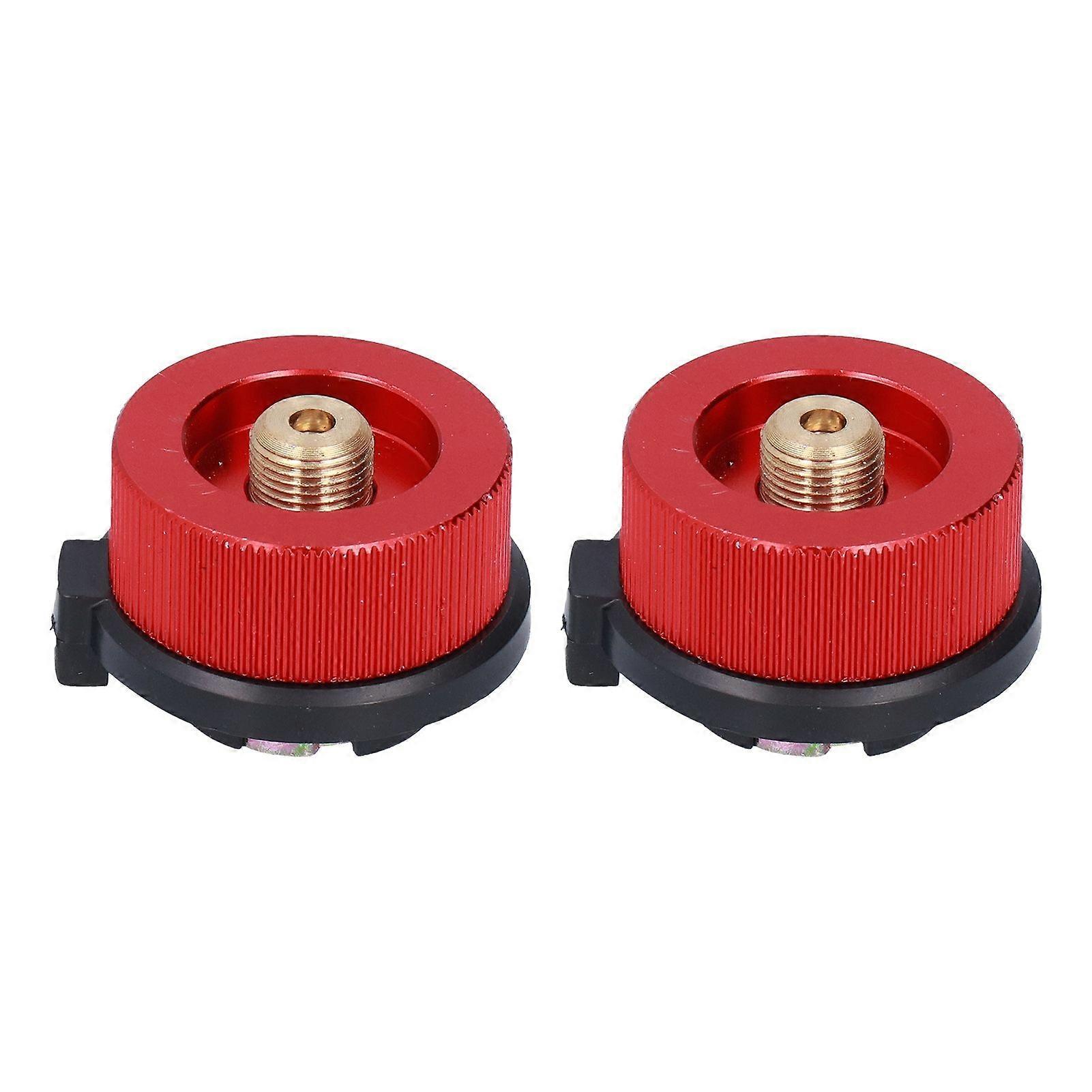 2Pcs Outdoor Camping Furnace Stove Adapter Gas Tank Converter with Self Closing Function Red