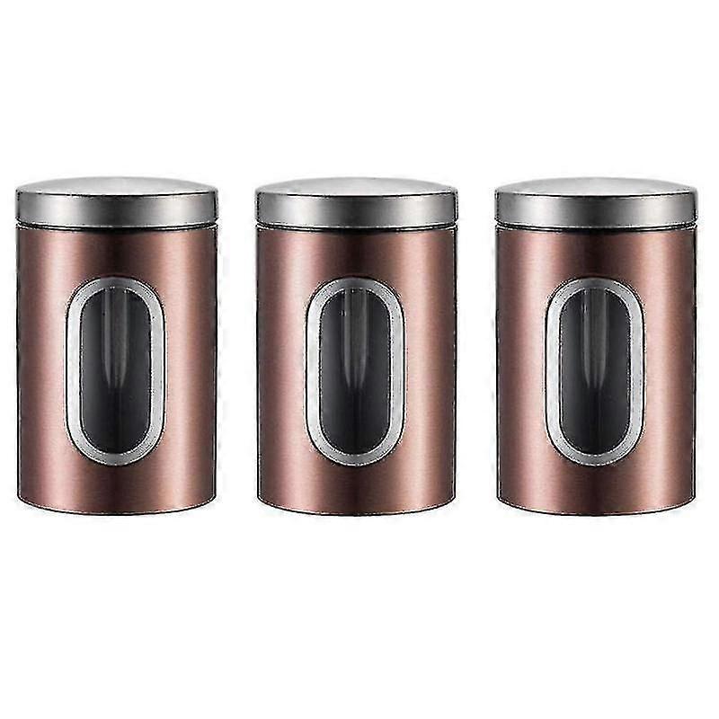 3pcs Tea Coffee Sugar Storage Canisters Jars Pots Kitchen Container Tins
