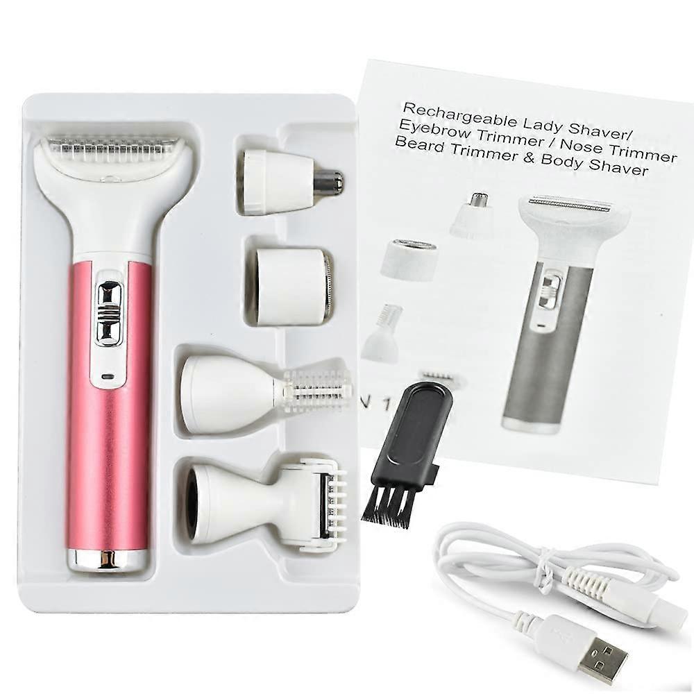 1 Piece 5in1 Electric Women's Shaver, ABS Portable Pink Hair Remover Razor