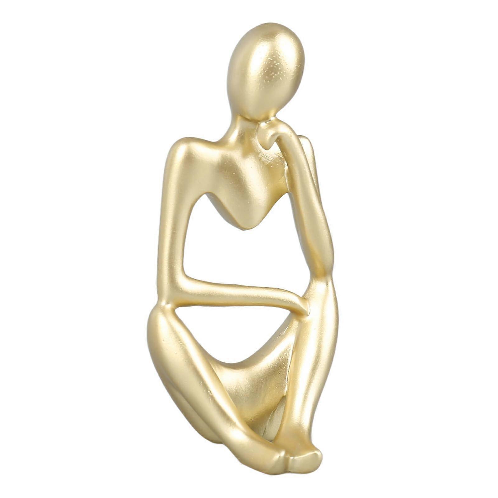 Abstract Thinker Statue Decorative Figure Unique Sculpture E (Golden Left)