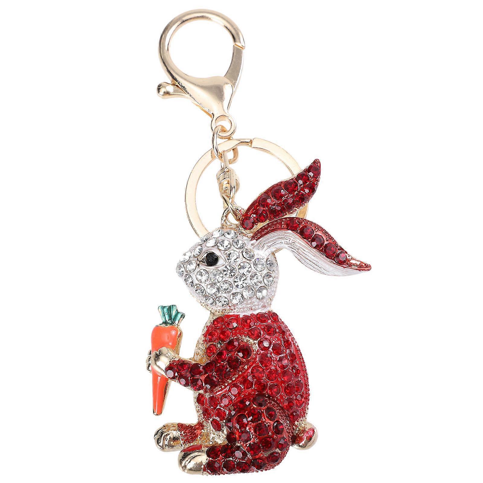Rhinestone Rabbit Keychain Pendant   Cute Cartoon Design Keyring for Bags, Keys & Accessories   Durable & Unique Style for Rabbit Lovers