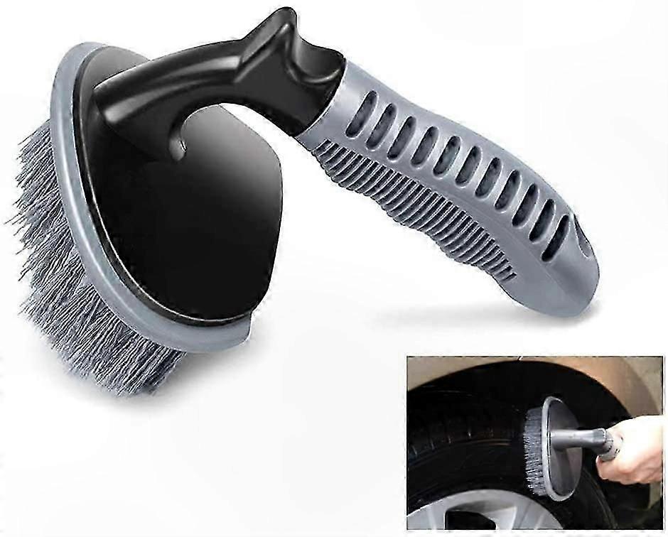 Universal Rubber Handle Tire Wash Brush for Efficient Cleaning