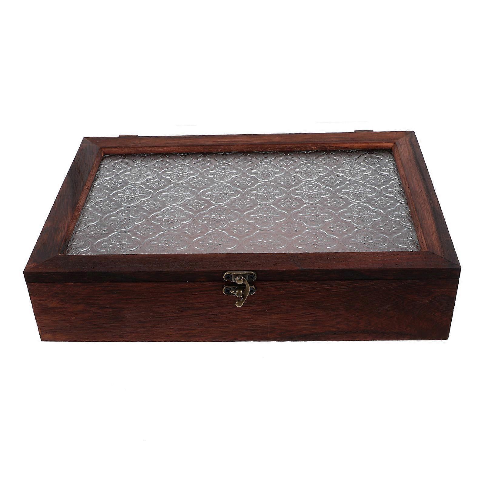 Retro Sundries Desktop Storage Box In Coffee Color For Office Use Sized 28.50X18.50X5.00CM With Dust Protection 1Set