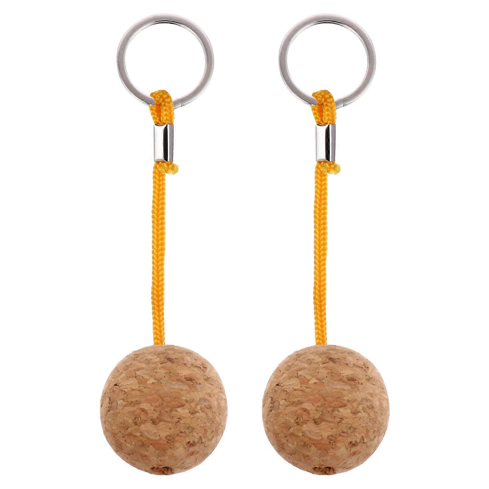 Floating Yellow Cork Ball Keyring for Boat Lightweight and Easy to Carry Suitable for Water Sports