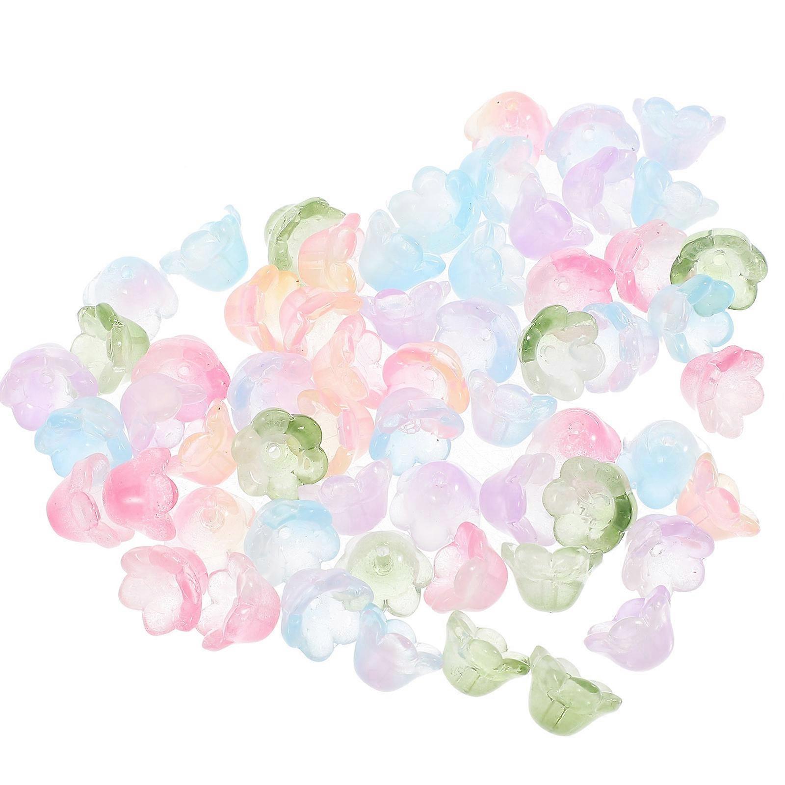 Decorative Flower Beads 60Pcs Handmade Jewelry Making Charms For Craft Projects Assorted Color Stringing