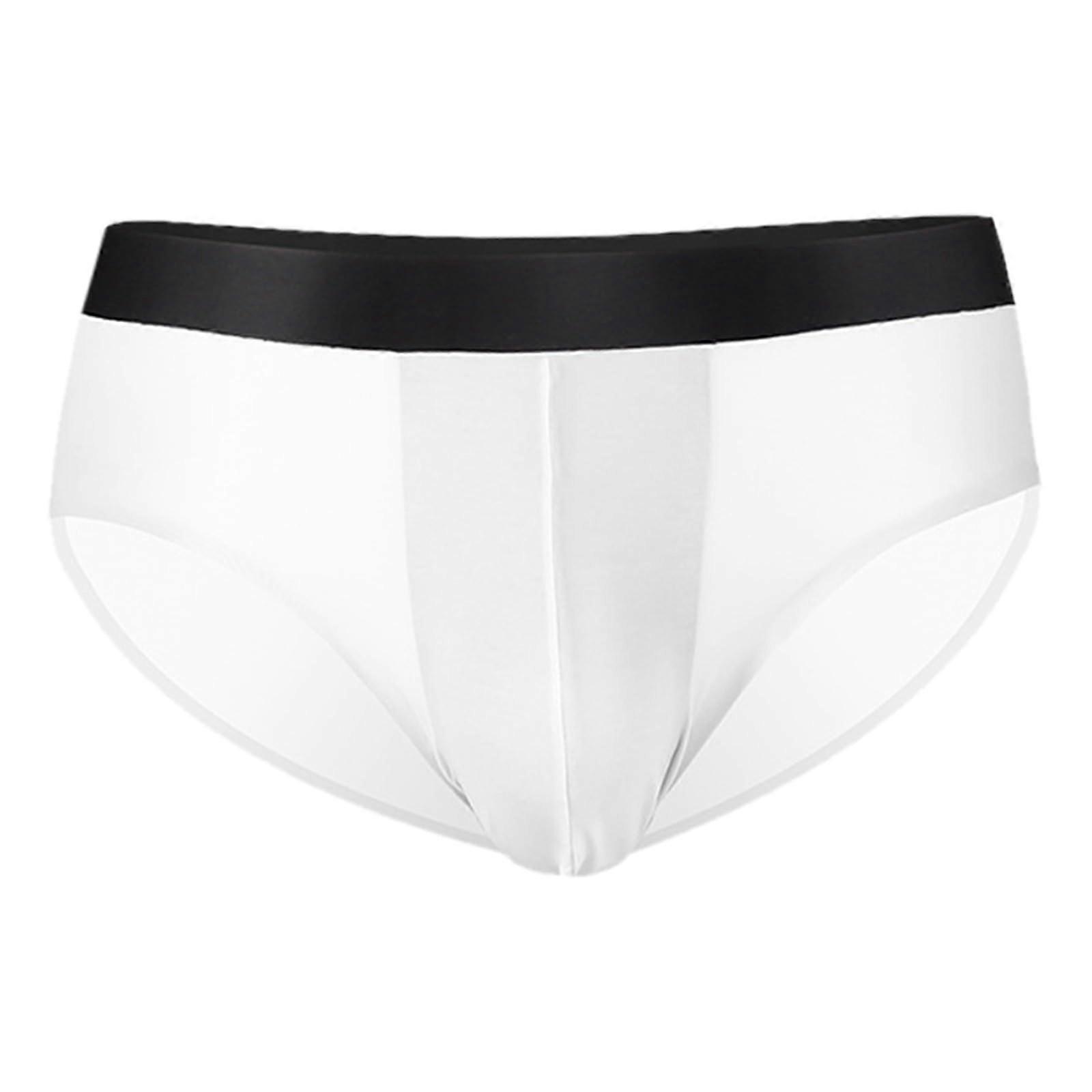 Eisseide String Herren Nahtlos Unterwäsche Transparent Atmungsaktiv Sportslip Tanga Weiß Größe L