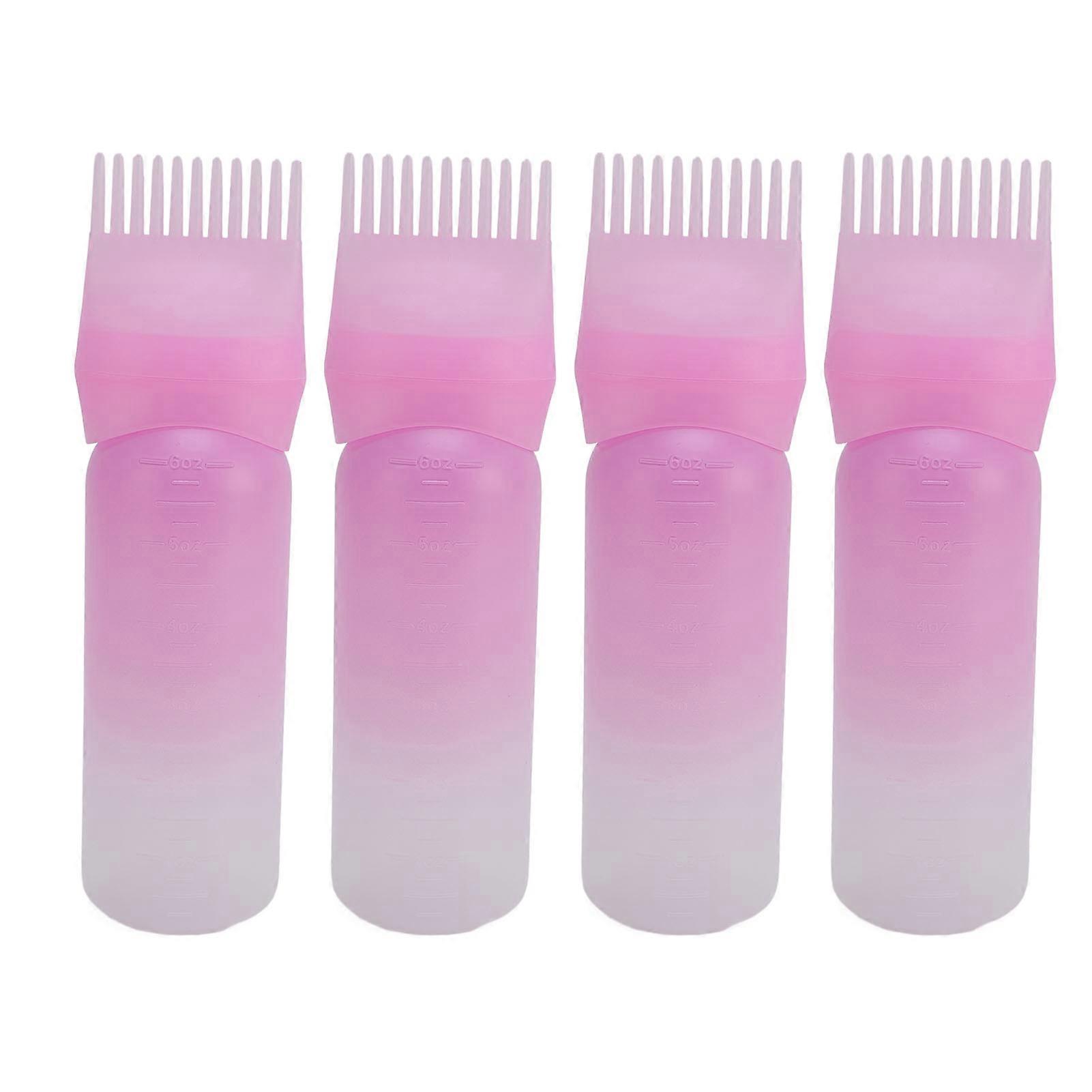 4pcs Root Comb Applicator Bottle Oil Bottle Applicator Brush with Graduated Scale for Hair Salon