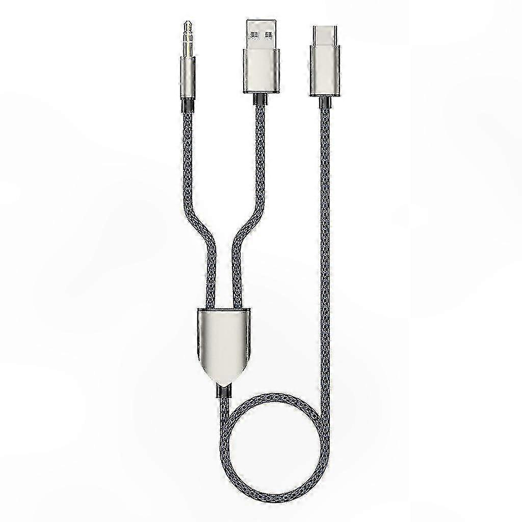 2-in-1 USB C to USB A and 3.5mm o Cable for Car Stereo Sound System