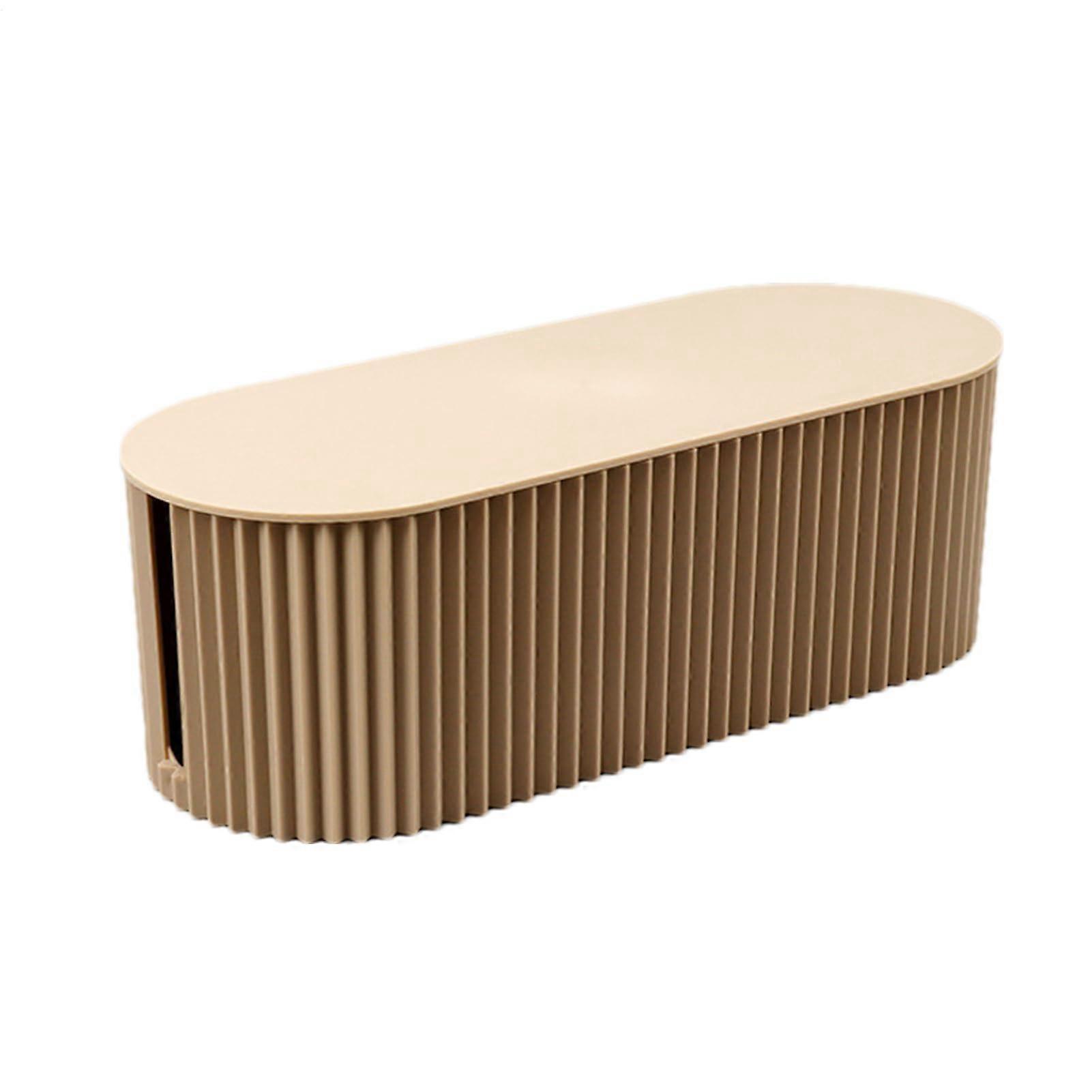 Electric Cable Organizer Box – Compact Khaki Storage Solution for Office Cables, Durable Design with Net Covering