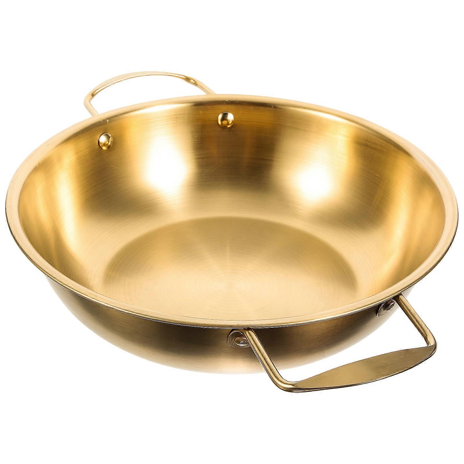 Stainless Steel Cooking Pot Korean Noodle Pot Suitable For Family And Household Use In Beautiful Golden Color With Double Handles For 1Pcs