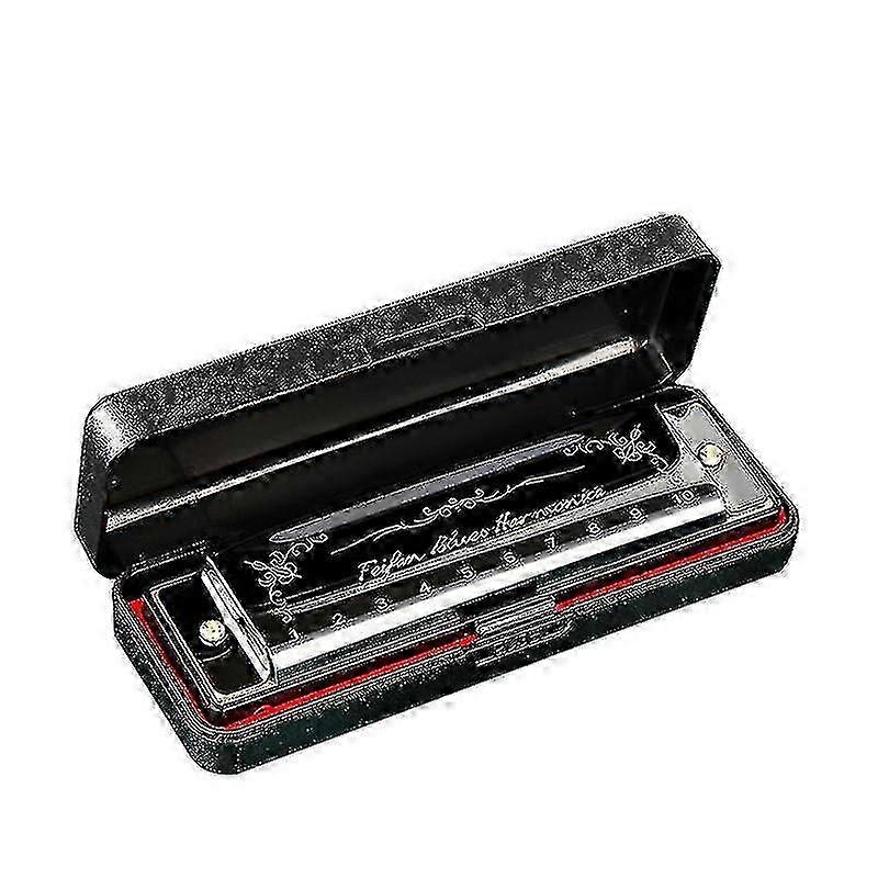 10 Hole 20 Harmonica Blues Deluxe Harmonica: Beginner C Harmonica - Black
