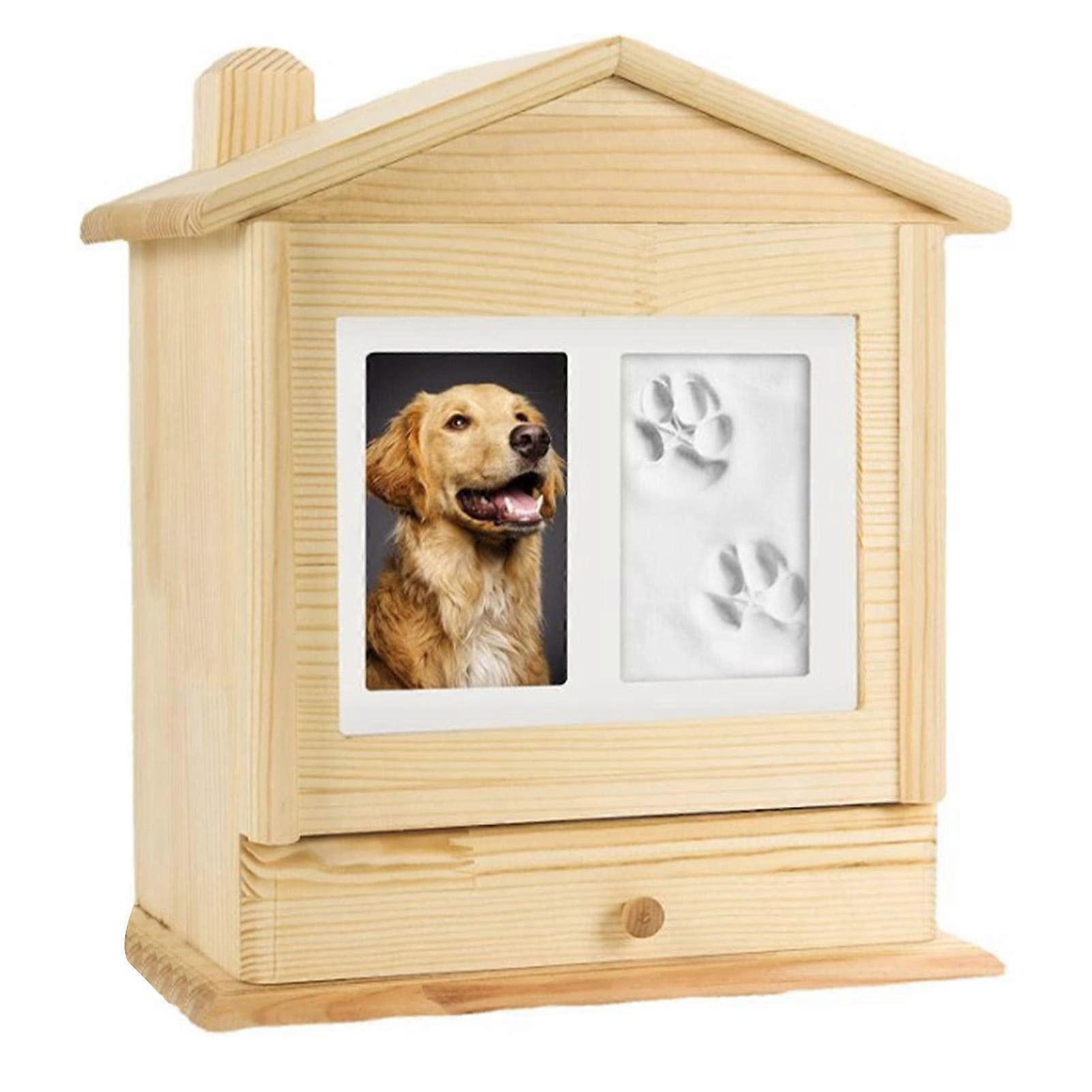 Pet Ashes Dog Urn Wooden Funeral Urn With Photo Frame Memorial Keepsake Gift Box For Dog Or Cat Ashes
