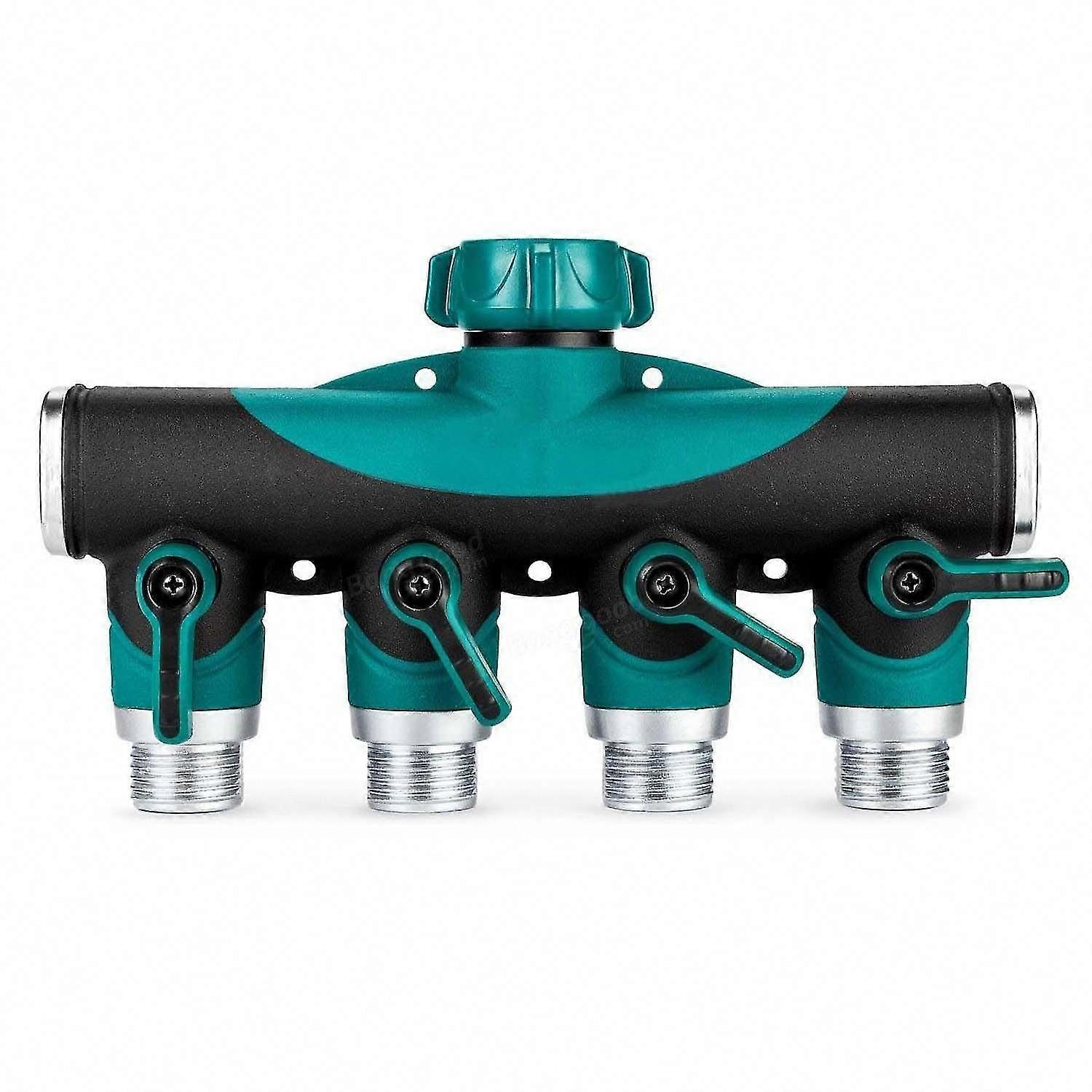 4 Way Garden Hose Faucet Splitter with Quick Connector for Irrigation Fitting