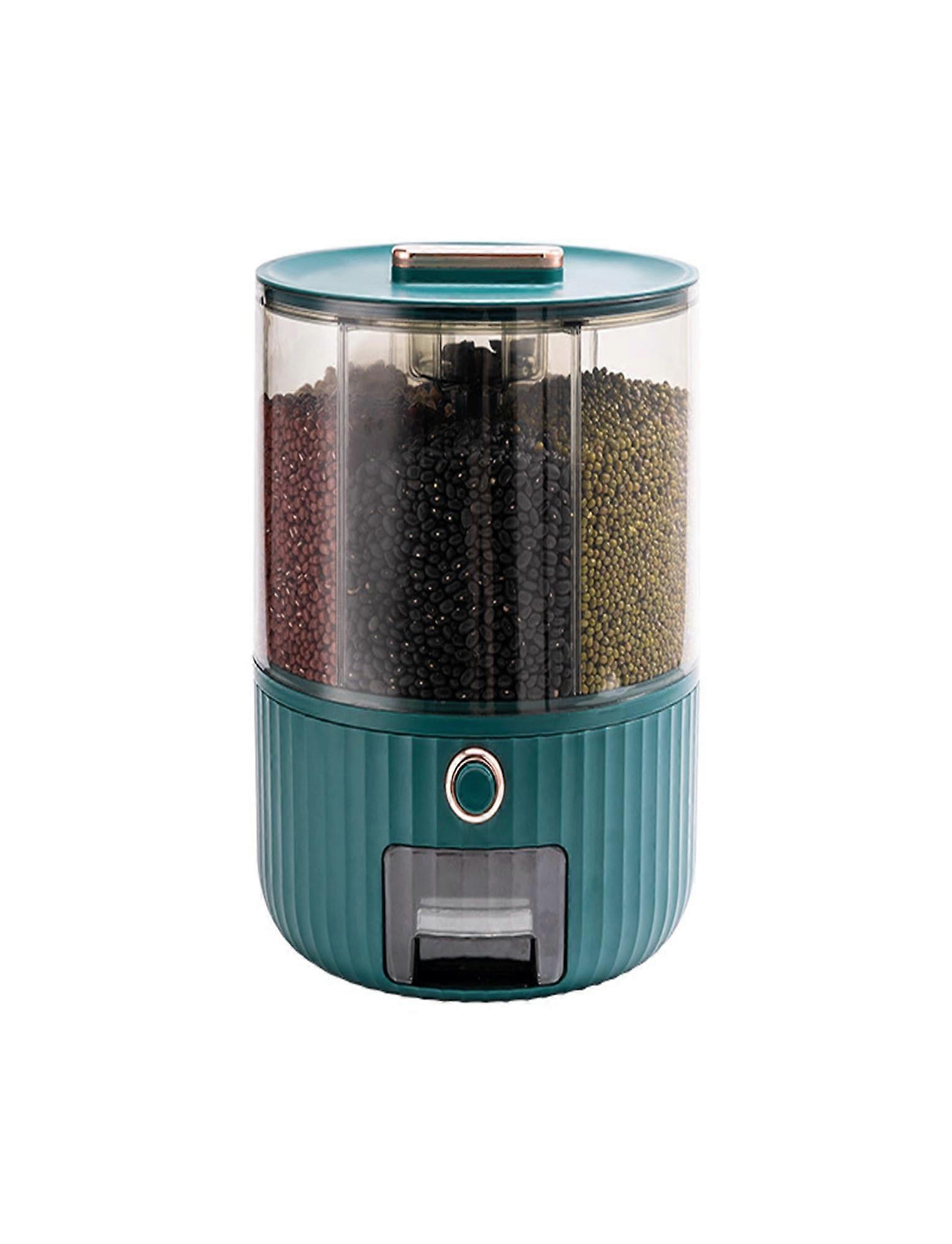Food Jars Canisters Rotating Compartmentalised Design, Sealed Storage Jar(Green)