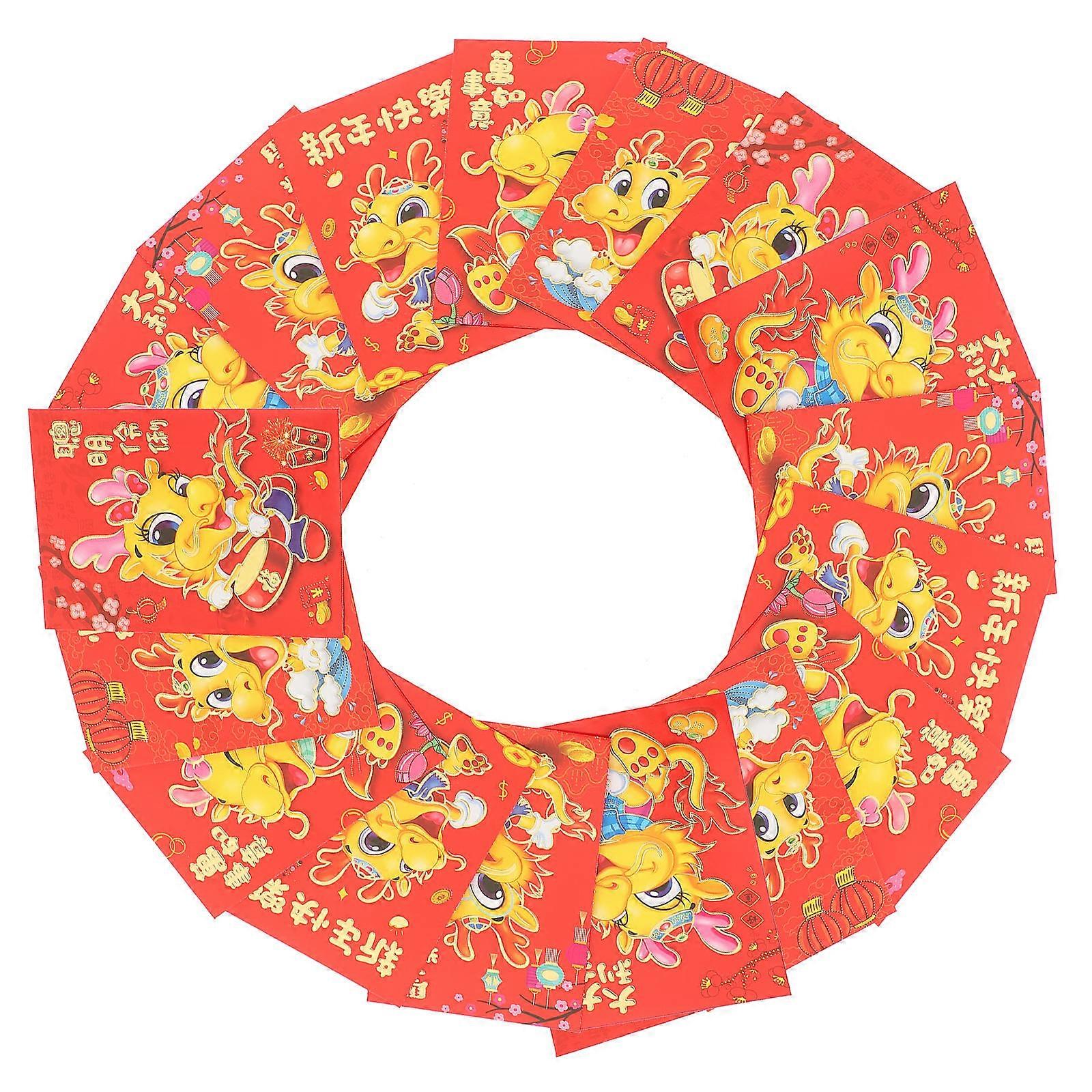 New Year Red Envelope Bags Gift Container for Spring Festival and Chinese Traditional Occasions Paper Assorted Color 30Pack