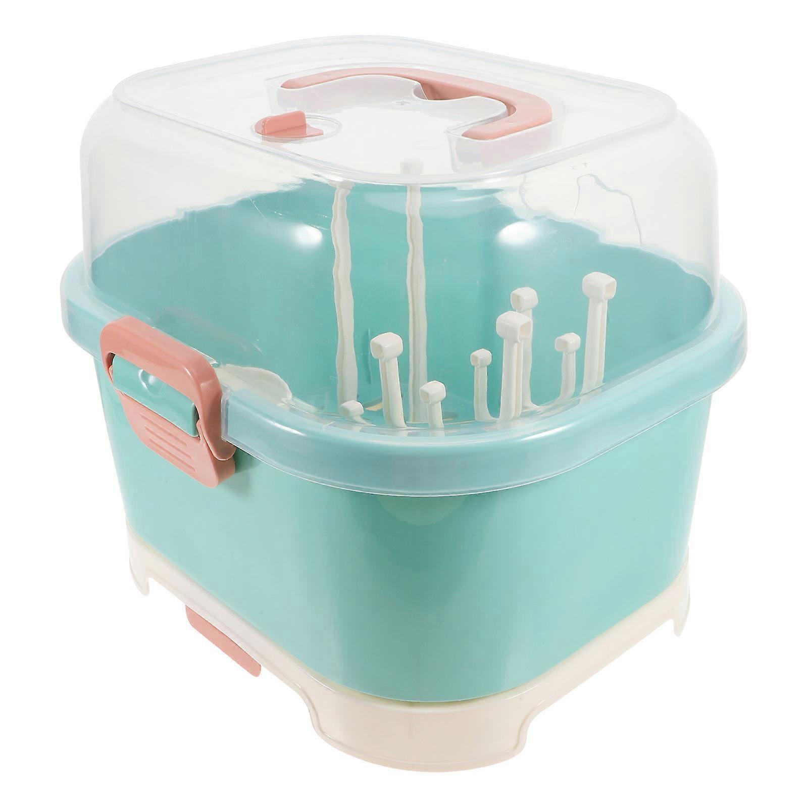 Portable Baby Bottle Drying Rack with Cover 1 Set Nursing Bottle Storage Box and Dinnerware Organizer for Kitchen
