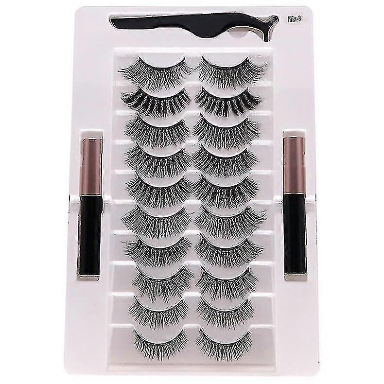 10 Pairs Magnetic Eyelashes And 2 Eyeliner Set Natural Look Reusable- High Quality,hww