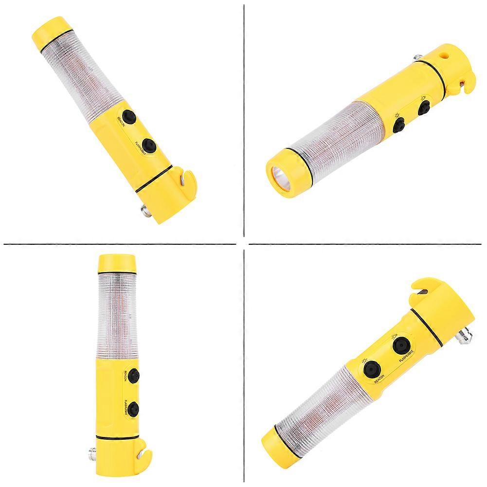 4-in-1 Car Emergency Escape Hammer with Seat Belt Cutter, LED Torch, 19.5cm Yellow
