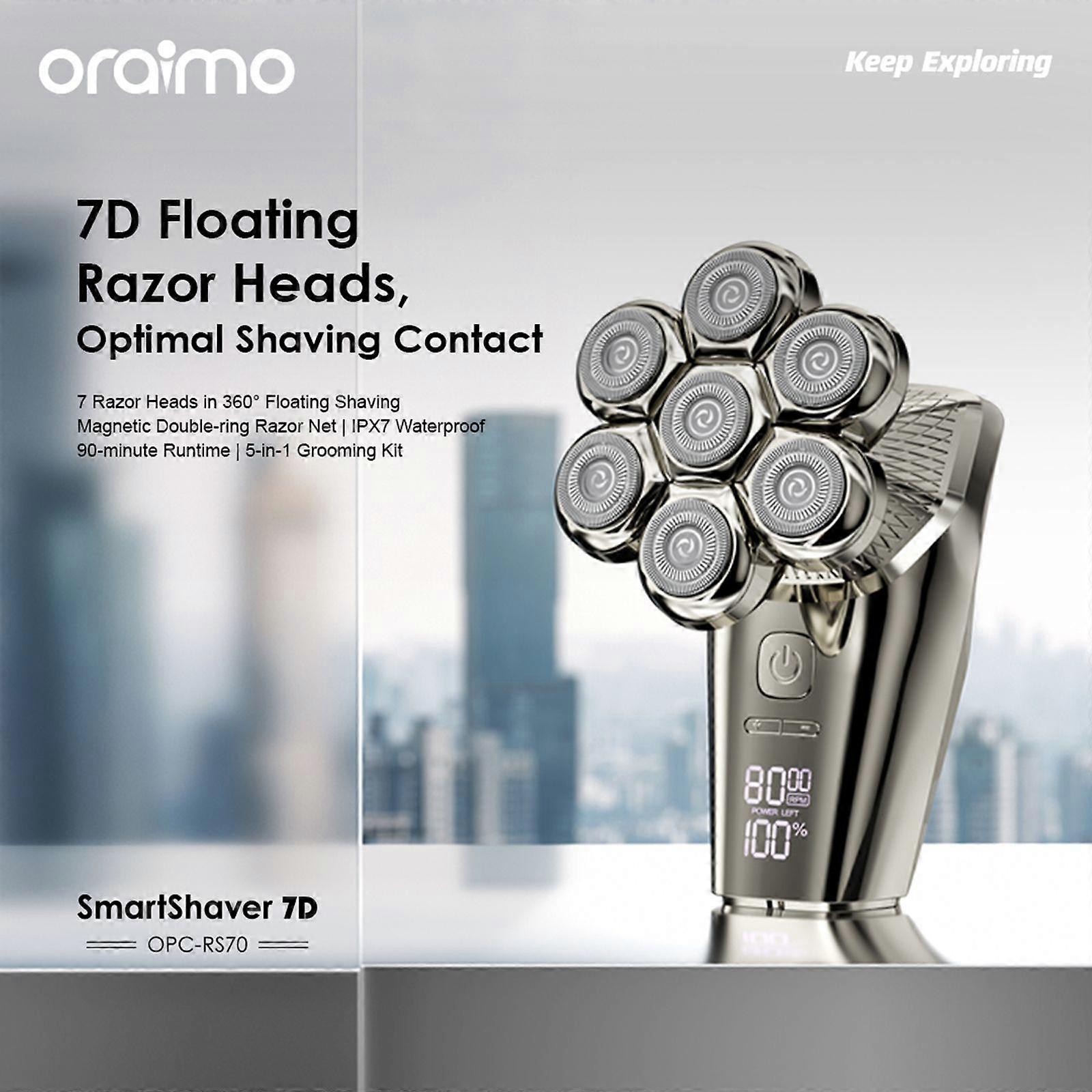 Oraimo SmartShaver 7D 360 Floating 7 Razor Heads 5-in-1 Shaver Kit IPX7 Waterproof Shaver