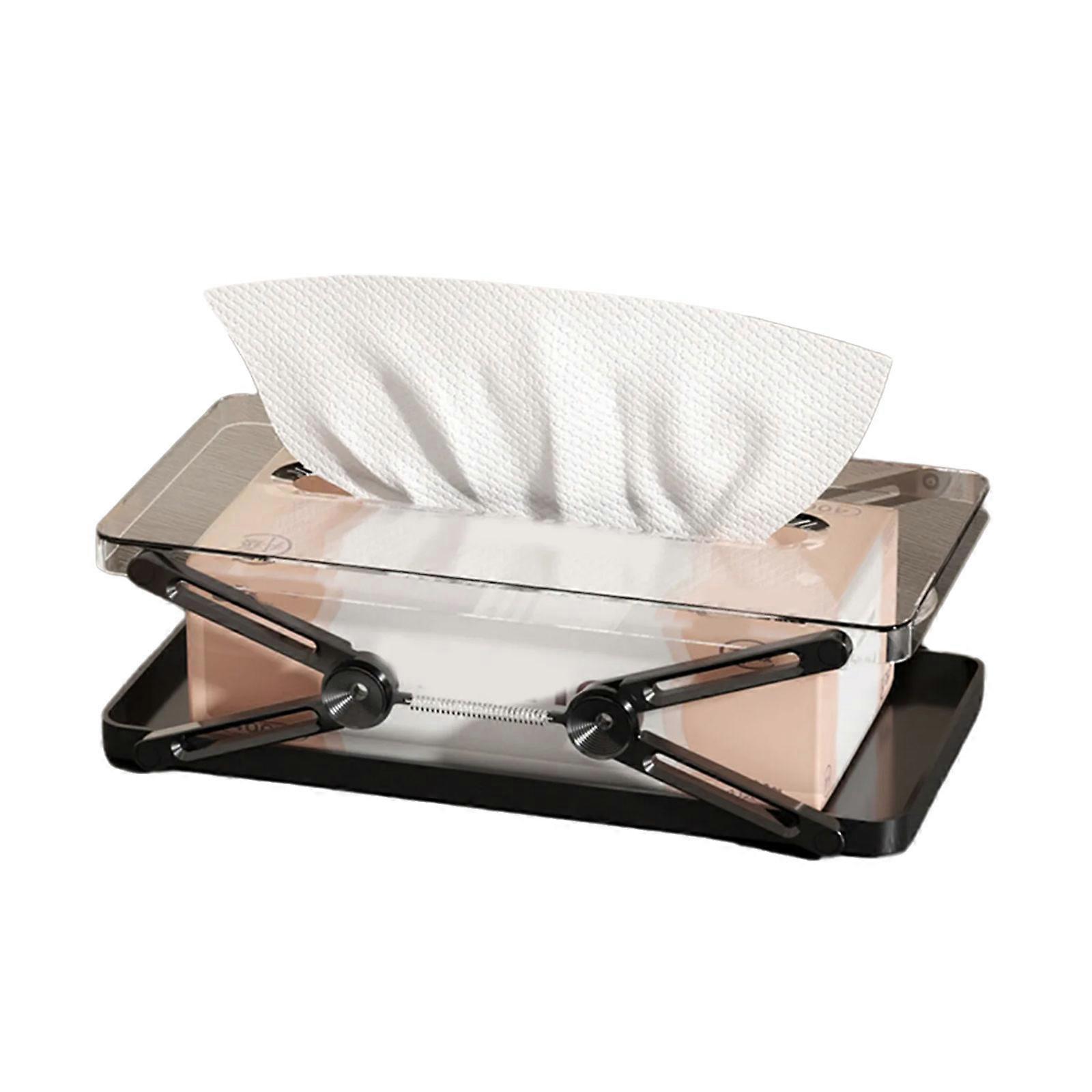 Multifunctional Tissue Box Storage Dispenser Holder Lift Mechanism   For Home Office  Black