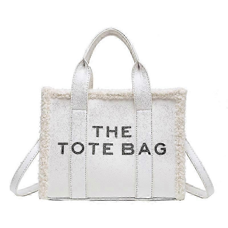 Tote Bag Soft Lamb Wool Crossbody Bag Plush--White