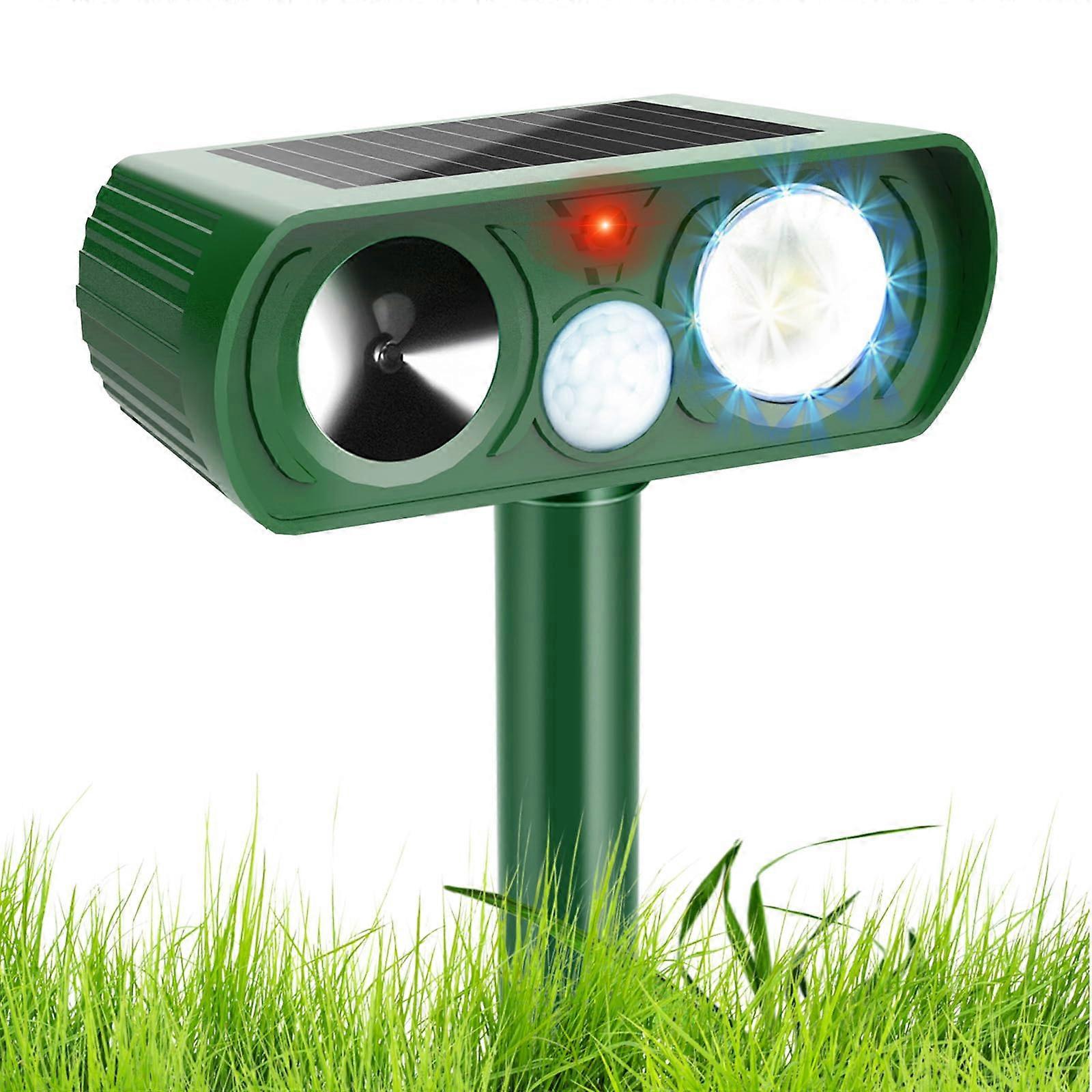 Cat Repellent Ultrasonic SolarPowered Deterrent Motion Sensor Flashing Lights Outdoor Rechargeable For Deer Dogs Skunk
