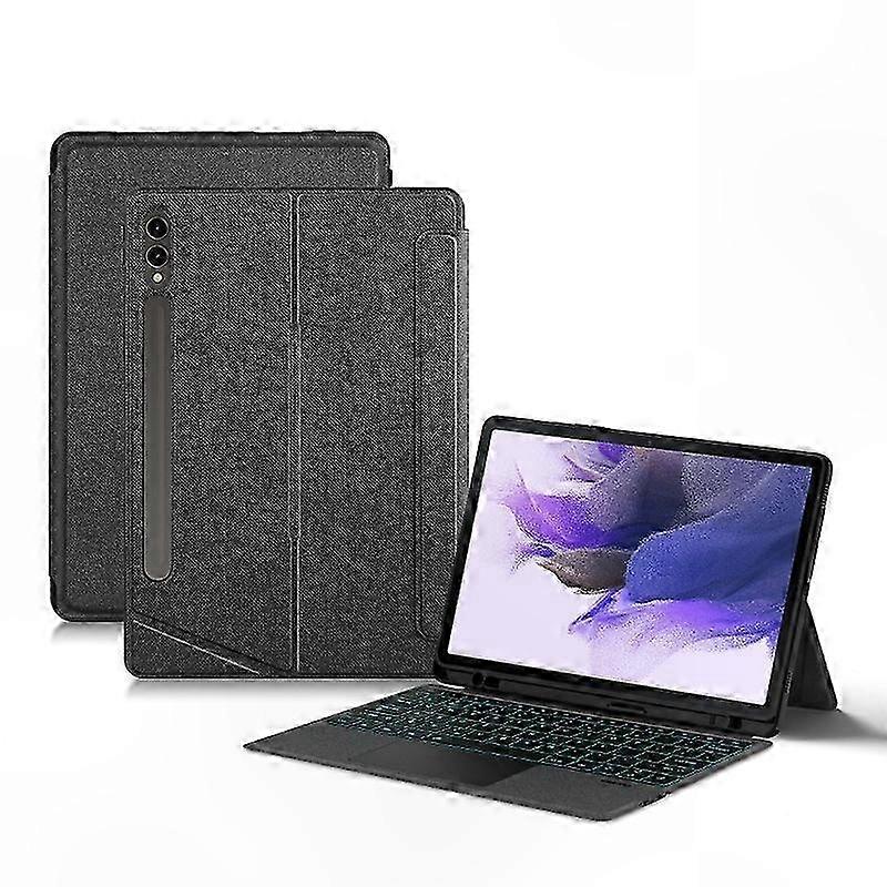 Bluetooth Keyboard Leather Case with Backlit Trackpad for 12.4 Inch Tablets