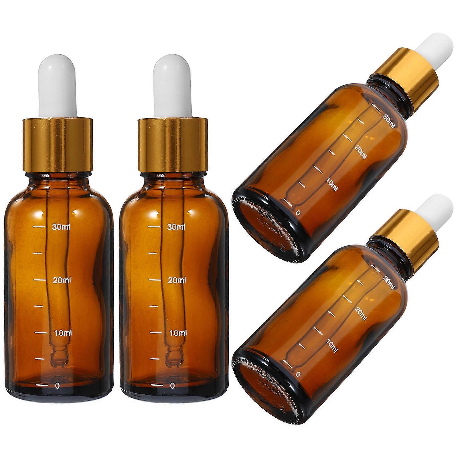 4pcs Amber Glass Dropper Bottles for Essential Oils with Precise Dosing 30ml