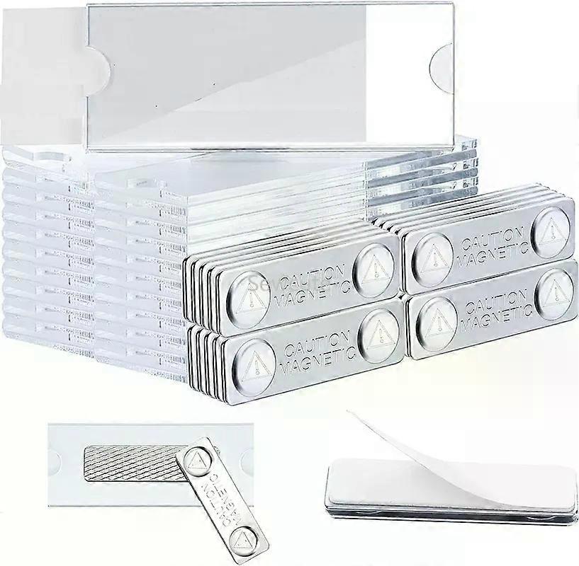 4pcs Magnetic Name Tags Kit Acrylic Badge Holders Label with Blank Markable Paper Inserts Magnets Holder Tag for School Office